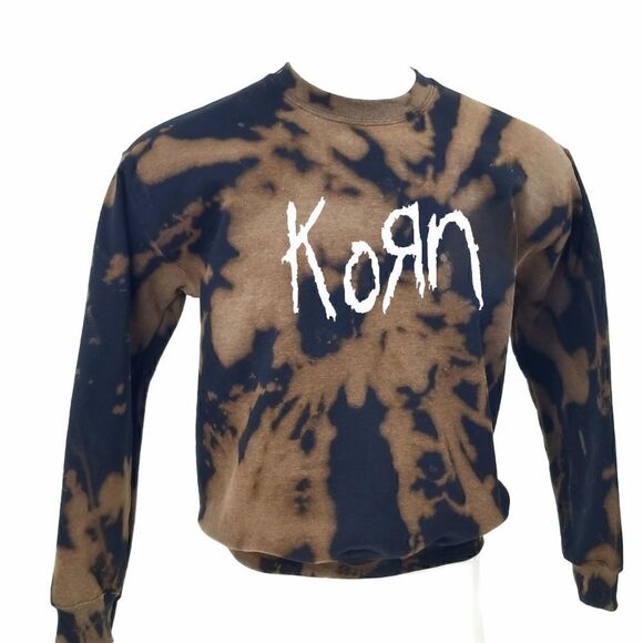 KORN Rock Band Acid Washed, Distressed Pullover Crewneck, Sweatshirt - y2k rap - Picture 2 of 5